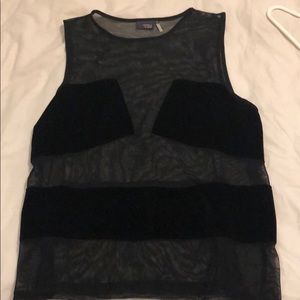 Mesh and velvet shirt